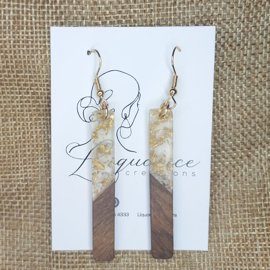 Gold speckled wood earrings