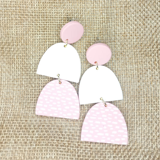 Baby pink and white Polymer Clay earrings