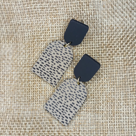 Beige with black leopard print Polymer Clay earrings