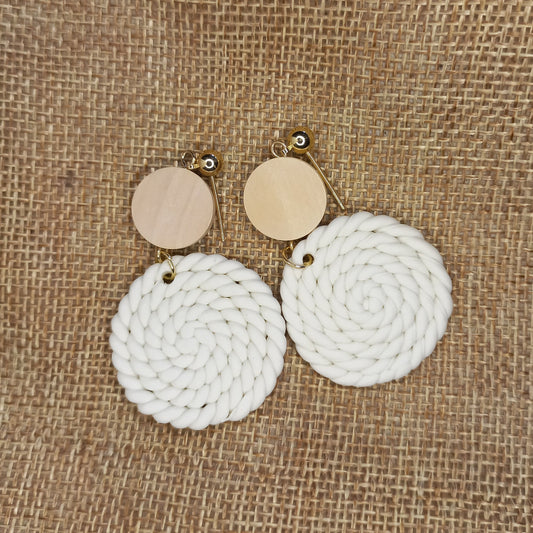 Small twisted light beige Polymer Clay earrings