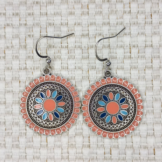 Pink flower Boho earrings