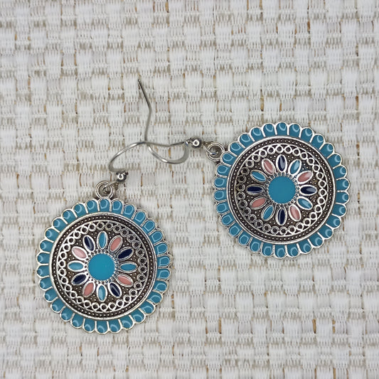 Round turquiose Boho earrings