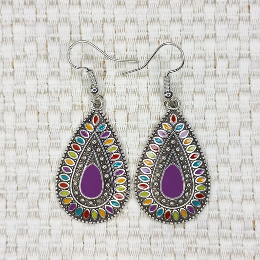 Small purple teardrop Boho earrings