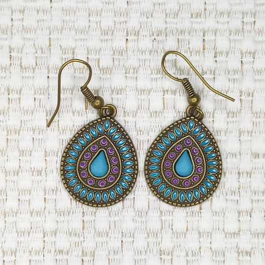 Small turquoise Boho earrings