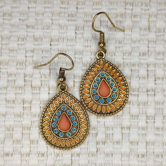 Small orange Boho earrings