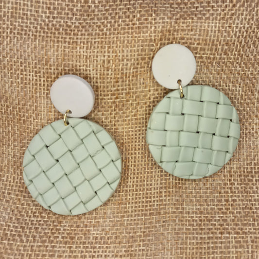 Textured faded green Polymer clay earrings