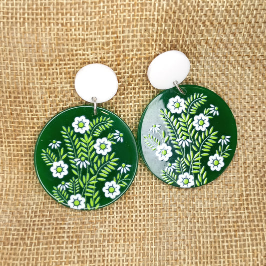 Flower tree Polymer clay earrings