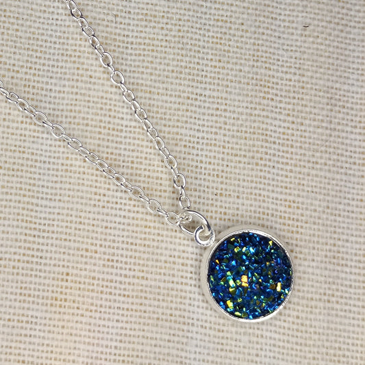 Blue glitter necklace