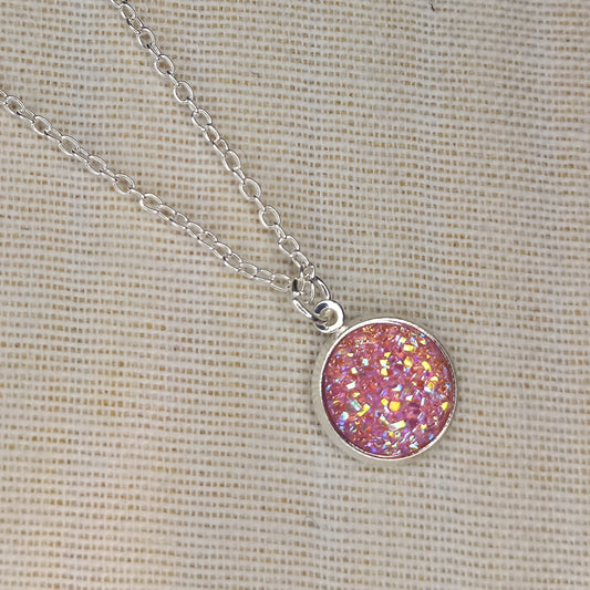 Pink glitter necklace