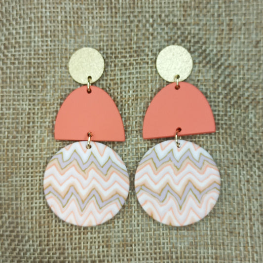 Orange pattern clay earring dangles